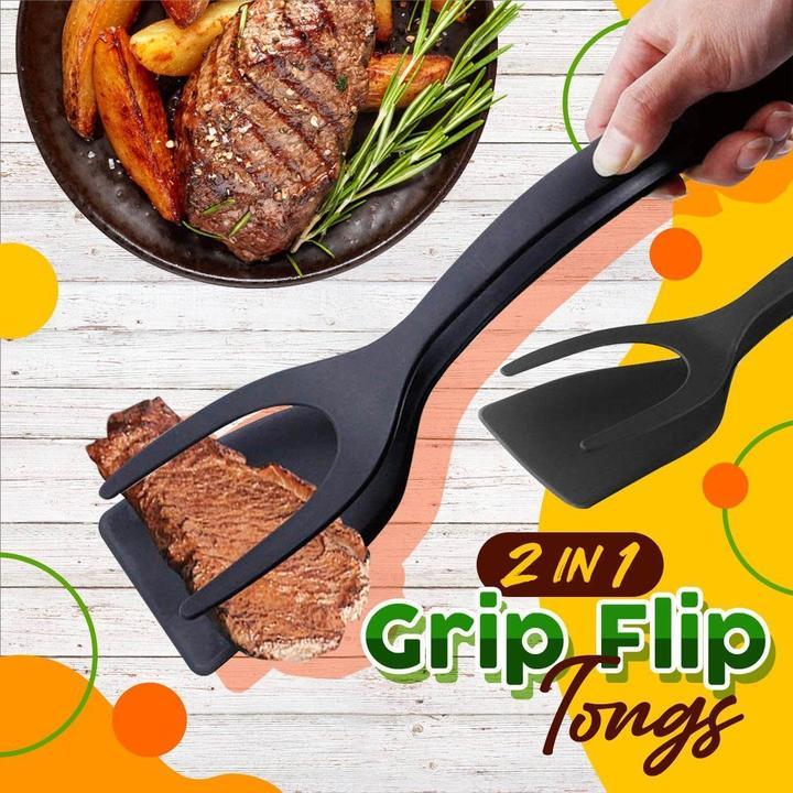 Arenzza 2-in-1 spatula clip with heat-resistant silicone head and non-slip handle, ideal for kitchen cooking tasks.