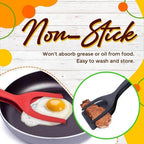 Arenzza 2-in-1 heat-resistant silicone spatula clip with non-slip handle, ideal for kitchen cooking and food serving.