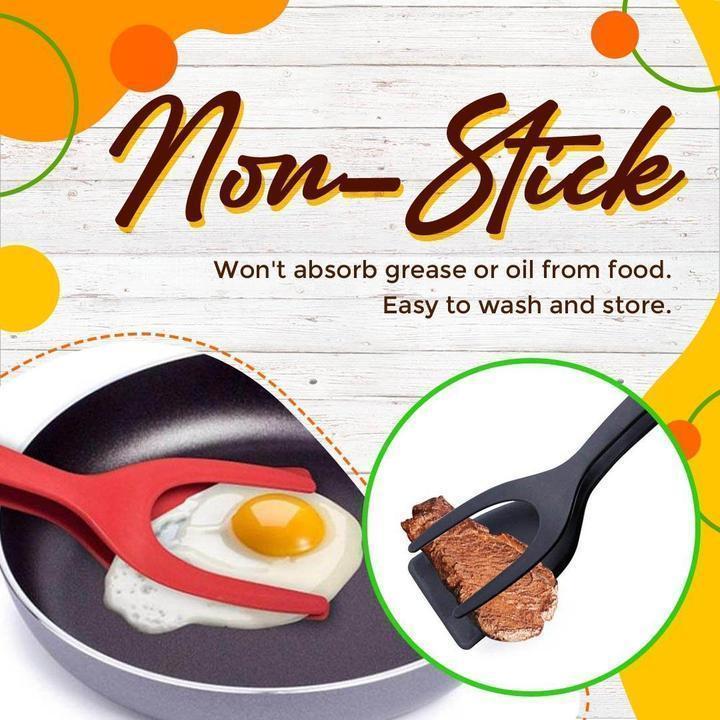 Arenzza 2-in-1 heat-resistant silicone spatula clip with non-slip handle, ideal for kitchen cooking and food serving.