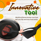 Arenzza 2-in-1 kitchen spatula clip with heat-resistant silicone head and non-slip handle for cooking and flipping.