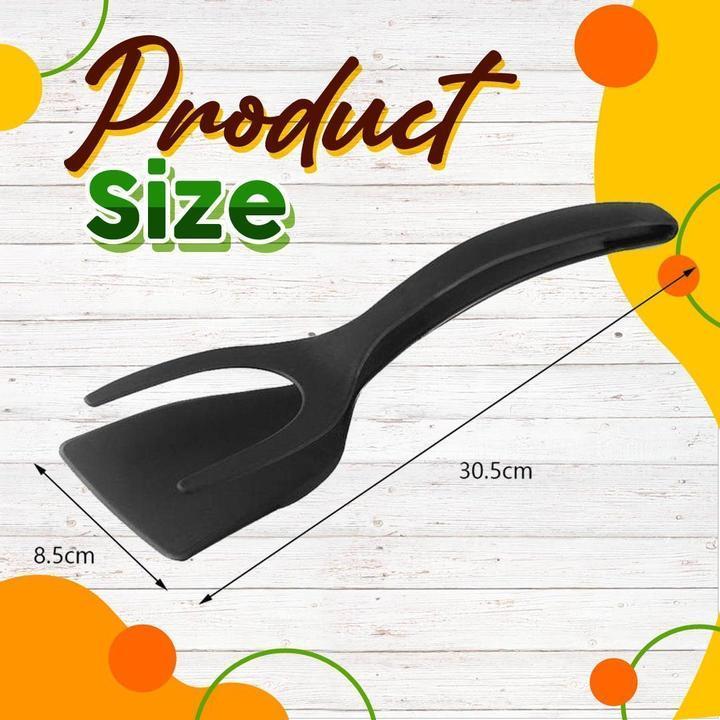 Arenzza 2-in-1 heat-resistant silicone spatula clip with non-slip handle, ideal for kitchen cooking and food serving.