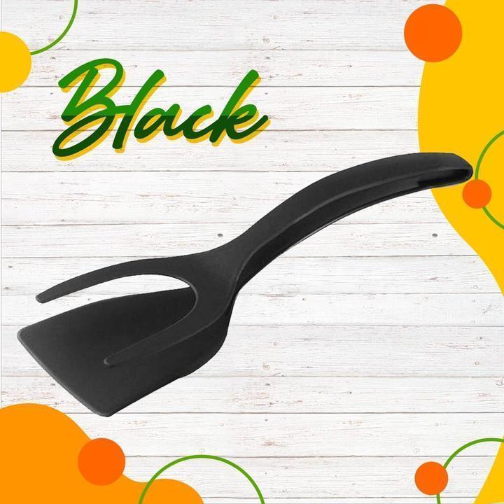 Arenzza 2-in-1 spatula clip with heat-resistant silicone and non-slip handle, ideal for kitchen cooking tasks.