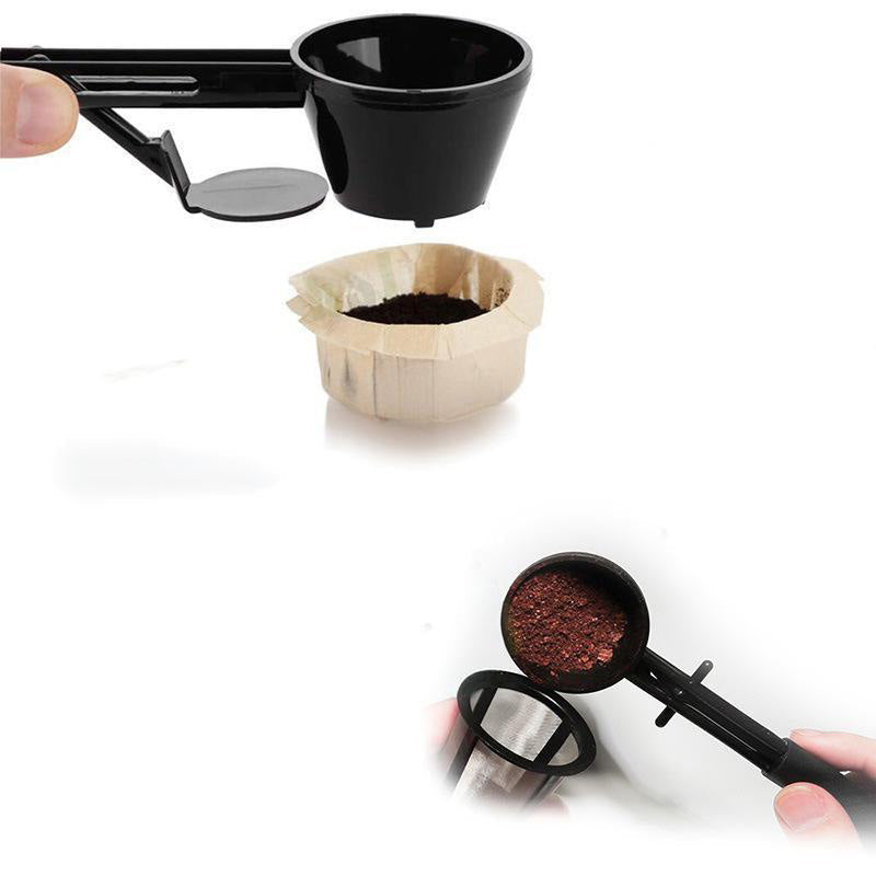 Arenzza reusable kitchen coffee measuring spoon with sliding design, stainless steel, and ergonomic handle for precise measurement.
