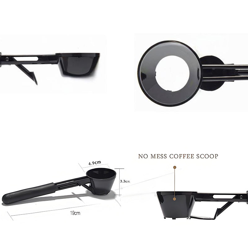 Arenzza reusable kitchen coffee measuring spoon with sliding design, shown close-up with a stainless steel finish and measuring marks.