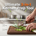 Arenzza 3-in-1 scallion shredder and peeler kitchen tool with stainless steel blades and ergonomic handle for fast vegetable prep.