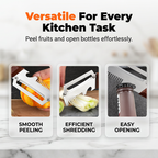 Arenzza 3-in-1 scallion shredder and peeler kitchen tool with stainless steel blades and ergonomic handle for efficient vegetable prep.