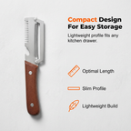 Arenzza 3-in-1 scallion shredder and peeler kitchen tool with stainless steel blades and ergonomic handle on a white background.