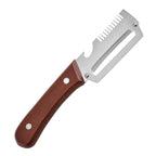 Arenzza 3-in-1 scallion shredder and peeler kitchen tool with stainless steel blades on a white background.