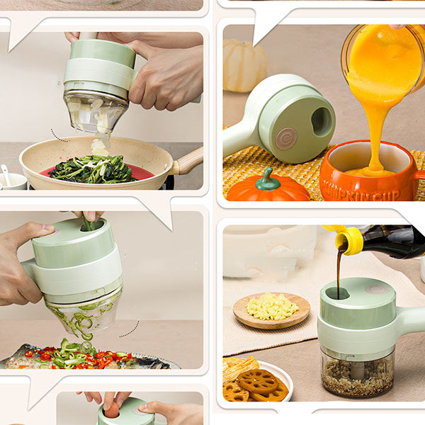 Arenzza multifunctional wireless kitchen food processor with multiple blades and control buttons, compact and modern design.