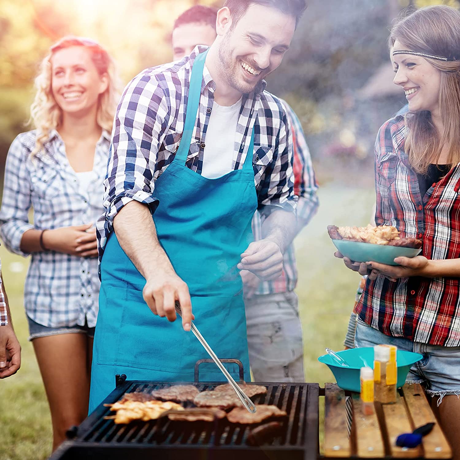 Arenzza stainless steel barbecue tongs for kitchen grilling, with a sleek design and secure grip for flipping and serving food.