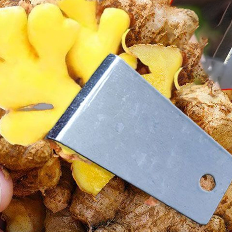 Arenzza Sharp & Portable Ginger Peeler in kitchen setting, showcasing its compact design and stainless steel blade for easy ginger peeling.