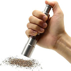 Arenzza professional kitchen salt, pepper, and spice grinder with refillable glass chambers for fresh seasoning.