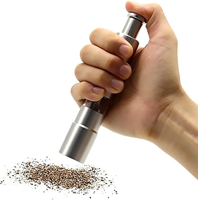 Arenzza professional kitchen salt, pepper, and spice grinder with refillable glass chambers for fresh seasoning.