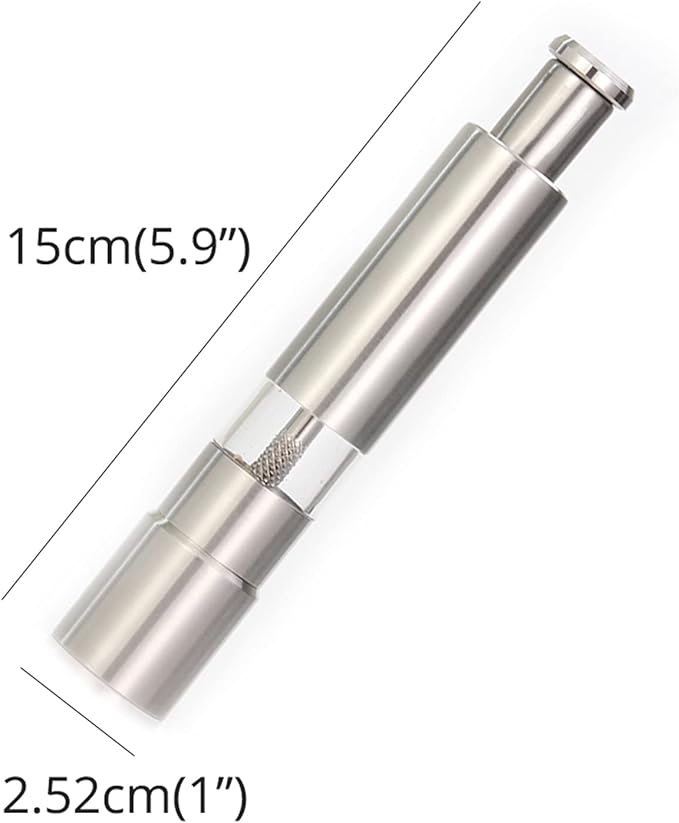 Arenzza professional kitchen salt, pepper, and spice grinder with refillable glass chambers and adjustable grinding settings.