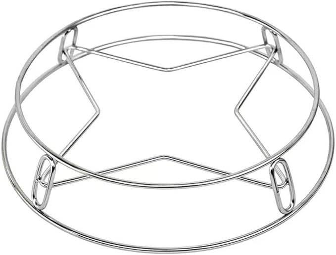 Round stainless steel steamer rack by Arenzza, ideal for steaming vegetables and seafood in kitchen cookware.