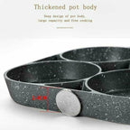 Arenzza four-hole non-stick egg pan with four compartments for breakfast omelettes, kitchen frying pan for home cooking.