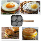 Arenzza four-hole non-stick egg pan for breakfast omelets, kitchen cookware with four compartments for easy cooking.
