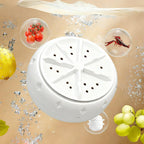 Aarenza vortex fruit and vegetable washer in kitchen, showing the device with fresh produce ready for cleaning.