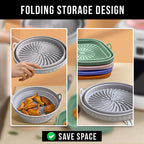 Arenzza Air Fryer Silicone Grill Pan for kitchen use, showing a flexible, non-stick silicone surface with grill ridges, suitable for air frying.