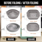 Arenzza Air Fryer Silicone Grill Pan for kitchen use, featuring a flexible, non-stick surface for grilling vegetables and meats.