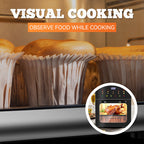 Arenzza multi-function visual air fryer with touchscreen, compact kitchen appliance for healthy frying and cooking.