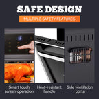 Arenzza multi-function visual air fryer with touchscreen, kitchen appliance for healthy frying and cooking, displayed with digital controls.