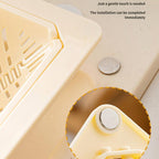 Arenzza magnetic suction space-saving corner sink strainer in a kitchen setting, featuring a compact design for efficient drainage.