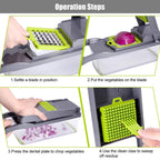 Arenzza multi-purpose vegetable cutter in kitchen, featuring sharp blades and ergonomic handle for easy vegetable slicing.