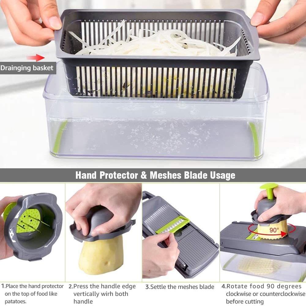 Arenzza 2026 Kitchen Tool No. 1 multi-purpose vegetable cutter with stainless steel blades on a kitchen countertop.