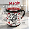 Arenzza heat-activated "Best Mom Ever" color-changing mug showing a heart design, perfect for Mother's Day gifts.