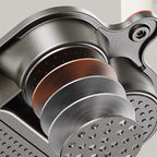 Arenzza 3-in-1 cup-shaped large capacity kitchen pan with a non-stick surface and stainless steel handle, set on a stovetop.