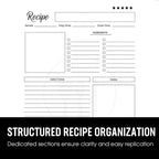 Arenzza 104-sheet kitchen recipe notebook with lined pages for writing and organizing favorite recipes.