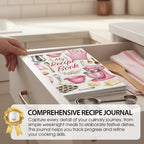 Arenzza 104-sheet kitchen recipe notebook with lined pages and colorful cover, designed for organizing cooking and baking recipes.