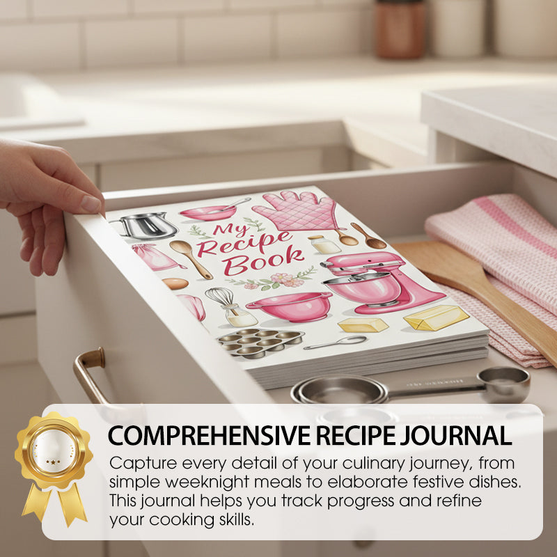 Arenzza 104-sheet kitchen recipe notebook with lined pages and colorful cover, designed for organizing cooking and baking recipes.