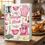 Arenzza kitchen recipe notebook with 104 pages, featuring a spiral-bound design and decorative cover for cooking and baking notes.