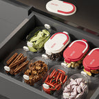 Arenzza multi-layer sealed spice organizer for kitchen storage with multiple compartments and secure lids.