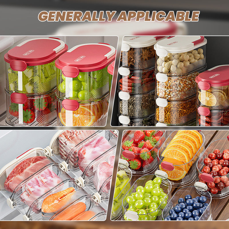Arenzza multi-layer sealed spice organizer with clear compartments for storing and organizing various spices in a kitchen setting.