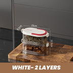 Arenzza multi-layer sealed spice organizer for kitchen storage, with clear compartments for organizing spices and seasonings.