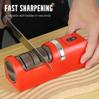 Arenzza automatic kitchen knife sharpener with compact design, featuring sharpening slots and ergonomic grip for easy use.