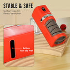 Arenzza automatic kitchen knife sharpener with a compact design, featuring sharpening slots and a simple control lever.