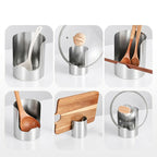 Arenzza multi-functional kitchen utensil holder with compartments for cooking tools, made of durable material, on a kitchen countertop.