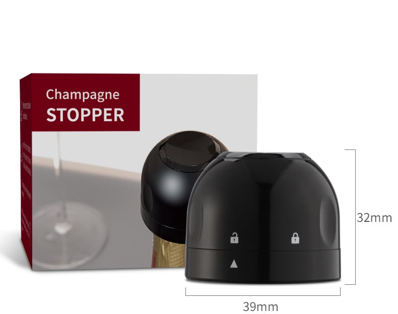Arenzza wine, beer, and champagne stoppers with silicone seals for airtight preservation in a kitchen setting.
