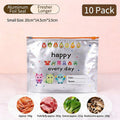 A set of 10 reusable aluminum foil sealable storage bags for kitchen use, featuring transparent design and secure sealing.