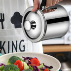 Arenzza stainless steel kitchen oil jar with a sleek, modern design, suitable for storing cooking oils in the kitchen.