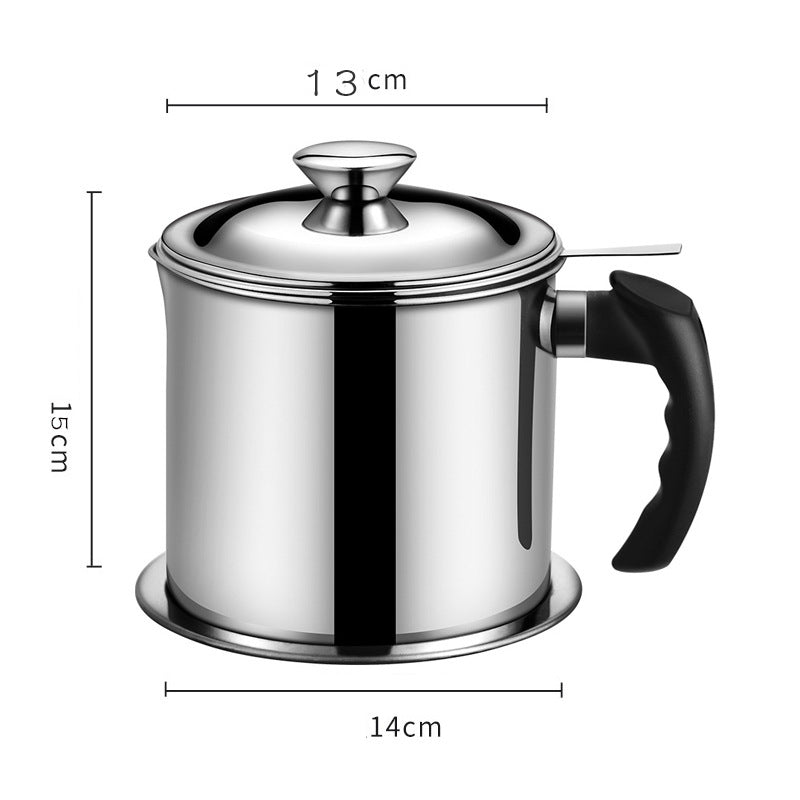 Arenzza stainless steel kitchen oil jar with a sleek, modern design and a lid for storing cooking oils.