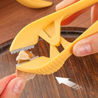 Aarenza fast and portable garlic peeler in bright kitchen setting, showing its compact design and garlic cloves inside.