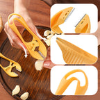Arenzza kitchen garlic peeler in use, showing its fast, portable design for easily peeling garlic cloves.