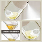 Arenzza leak-proof glass oil bottle with spray and pour spout for kitchen use, featuring a clear, durable design.