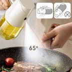 Aarenza leak-proof glass oil bottle with spray and pour spout for kitchen use, featuring a clear glass design and ergonomic handle.