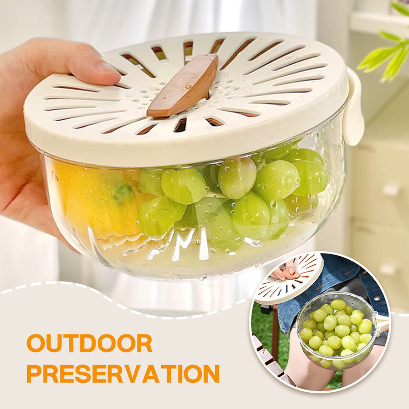 Arenzza multipurpose draining basket with lid for kitchen use, featuring a mesh design and sturdy handles for easy draining and storage.